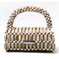 Handmade beaded bag in Cream Marble XL, cream white and brown marble tones