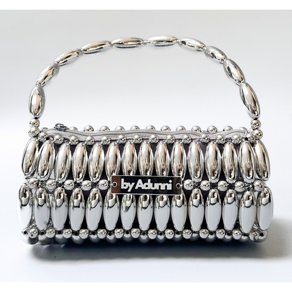 Platinum silver beaded bag standard 