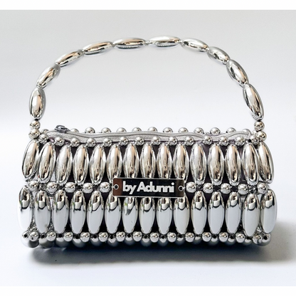 Platinum silver beaded bag standard 