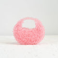 Spiky Baby Pink handmade beaded bag in soft baby pink, front view